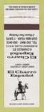 Matchbook Cover - El Charro Espanol Mexican Restaurant New York City