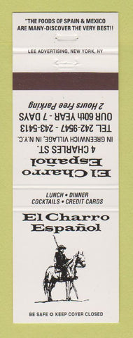 Matchbook Cover - El Charro Espanol Mexican Restaurant New York City
