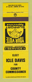 Matchbook Cover - Icle Davis County Commissioner Election London OH