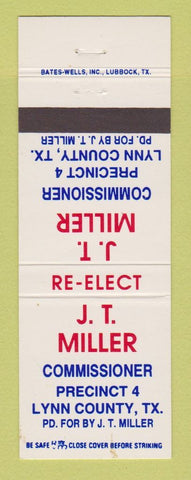 Matchbook Cover - JT Miller Commissioner Lynn County TX election WEAR