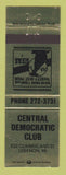 Matchbook Cover - Central Democratic Club Lebanon PA