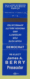 Matchbook Cover - James Berry Prosecutor Election Springfield OH