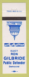 Matchbook Cover - Ron Gilbride Public Defender Election