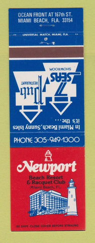 Matchbook Cover - Newport Beach Resort Racquet Club Miami Beach FL