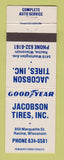 Matchbook Cover - Jacobson Tires Goodyear Racine WI WHITE