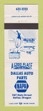 Matchbook Cover - NAPA Auto PARts Dallas OR