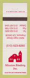 Matchbook Cover - Mission Bindery Fremont CA