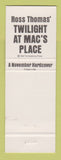 Matchbook Cover - Twilight at Mac's Place Book Mysterious Press Ross Thomas'