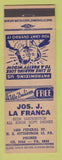 Matchbook Cover - Jos La Franca Beer Distributor Pittsburgh PA