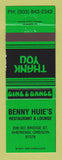 Matchbook Cover - Benny's Huie's Restaurant Lounge Sheridan OR