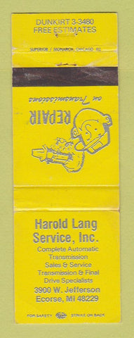 Matchbook Cover - Harold Lang Service Auto Repair Ecorse MI WEAR