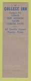 Matchbook Cover - College Inn Milford CT WEAR