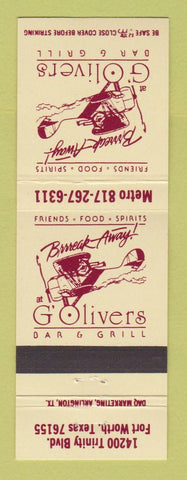 Matchbook Cover - G'Olivers Bar Grill Fort Worth TX