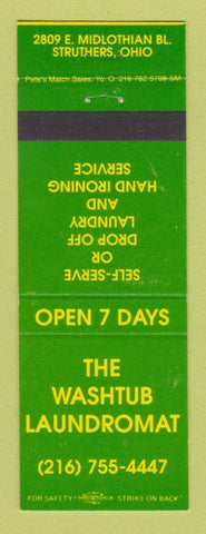 Matchbook Cover - Washtub Laundromat Laundry Struthers OH