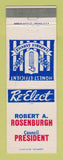 Matchbook Cover - Robert Rosenburgh for Council President Election