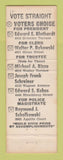 Matchbook Cover - Schiller Park Village Election 1961 IL Edward Bluthardt