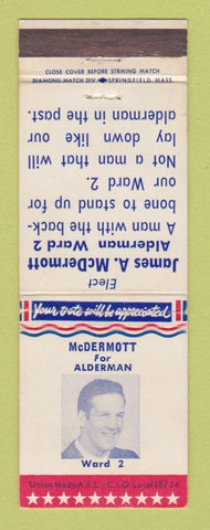 Matchbook Cover - James McDermott Alderman Election WEAR