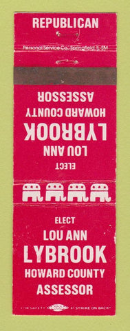 Matchbook Cover - Lou Ann Lynbrook Howard County Assessor Election WEAR