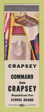 Matchbook Cover - Jean Crapsey School Board Election Rochester NY