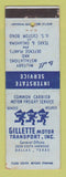 Matchbook Cover - Gillette Motor Transport Dallas TX WEAR