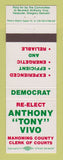 Matchbook Cover - Anthony Tony Vivo Mahoning County of Clerks Election OH