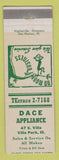 Matchbook Cover - Dace Appliance Villa Park IL