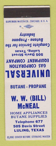 Matchbook Cover - Universal Gas WW McNeal Luling TX