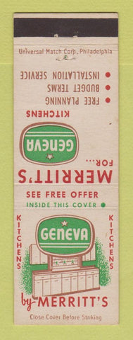 Matchbook Cover - Merritt's Geneva Kitchens Reading PA