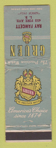 Matchbook Cover - Gruen Watches Ray Fawcett Jewelry Long Beach CA WORN