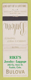 Matchbook Cover - Bulova Watches Rike's Jewelry Luggage Pueblo Colorado