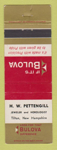 Matchbook Cover - Bulova Watches HW Pettengill Jewelry Tilton NH  WEAR