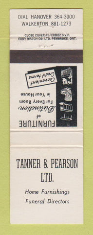 Matchbook Cover Tanner Pearson Furniture Funeral Home Hanover Walkerton ON WEAR