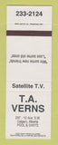 Matchbook Cover - TA Verns Calgary AB billiards darts SAMPLE WEAR
