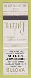 Matchbook Cover - Bulova Watches Mills Jewelry Niagara Falls NY WEAR