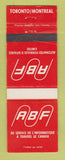 Matchbook Cover - ABF Toronto ON Montreal QC Automated Formules WORN BACK
