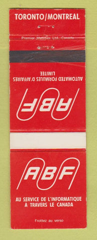 Matchbook Cover - ABF Toronto ON Montreal QC Automated Formules WORN BACK