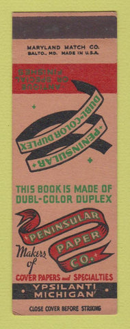 Matchbook Cover - Peninsular Paper Company Ypsilanti MI SAMPLE