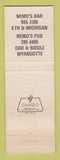 Matchbook Cover - Nemo's Bar Pub Wyandotte MI