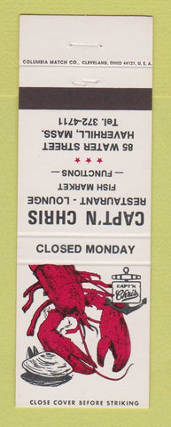 Matchbook Cover - Capt'n Christ Restaurant Haverhill MA lobster