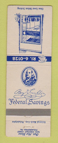 Matchbook Cover - Benjamin Franklin Federal Savings Philadelphia PA WORN BACK
