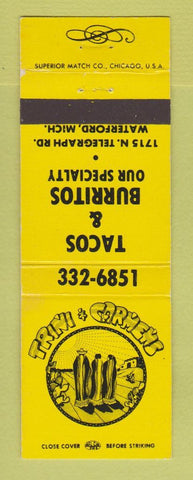 Matchbook Cover - Trini & Carmen's Tacos Mexican Food Waterford MI