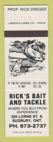 Matchbook Cover - Rick's Bait and Tackle Sudbury ON