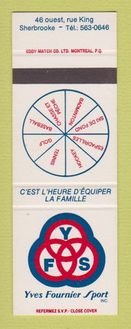 Matchbook Cover - Yves Fournier Sport Sherbrooke QC SAMPLE sporting goods