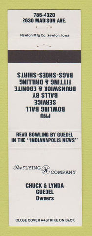 Matchbook Cover - Flying W Company Bowling Indianapolis IN