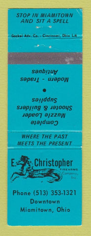 Matchbook Cover - E Christopher Firearms Guns Miamitown OH