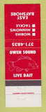 Matchbook Cover - Owen Sound Live Bait fishing ON