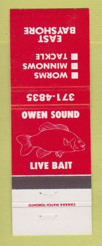 Matchbook Cover - Owen Sound Live Bait fishing ON