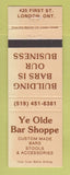 Matchbook Cover - Ye Olde Bar Shoppe Bar Stools Furniture London ON