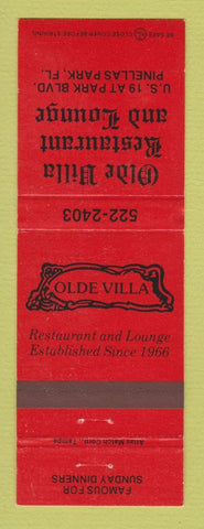 Matchbook Cover - Olde Villa Restaurant Lounge Pinellas Park FL