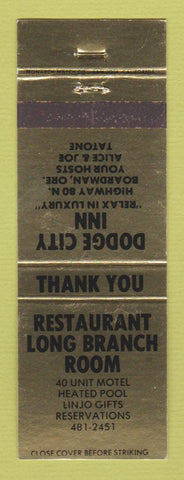 Matchbook Cover - Restaurant Long Branch Room Dodge City Inn Boardman OH